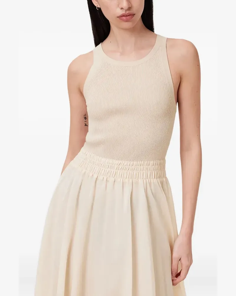 AllSaints ribbed knit smocked-waist dress - Nude Nude