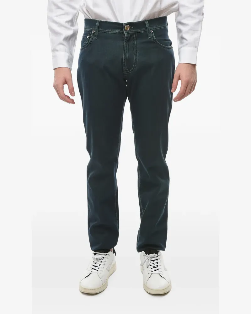 Corneliani acid-wash embroidered jeans - Blau Blau