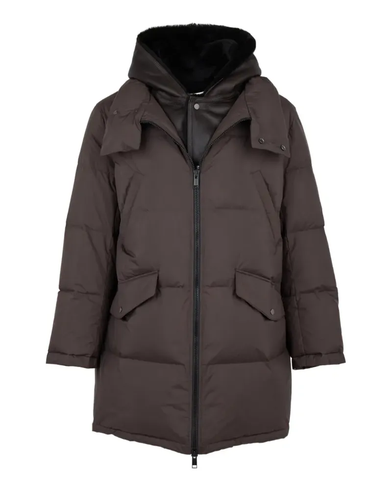 Yves Salomon Daunenjacke mit Shearling-Latz - Braun Braun