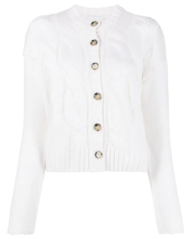 ALLUDE Kaschmircardigan mit Zopfmuster - Weiß Weiß