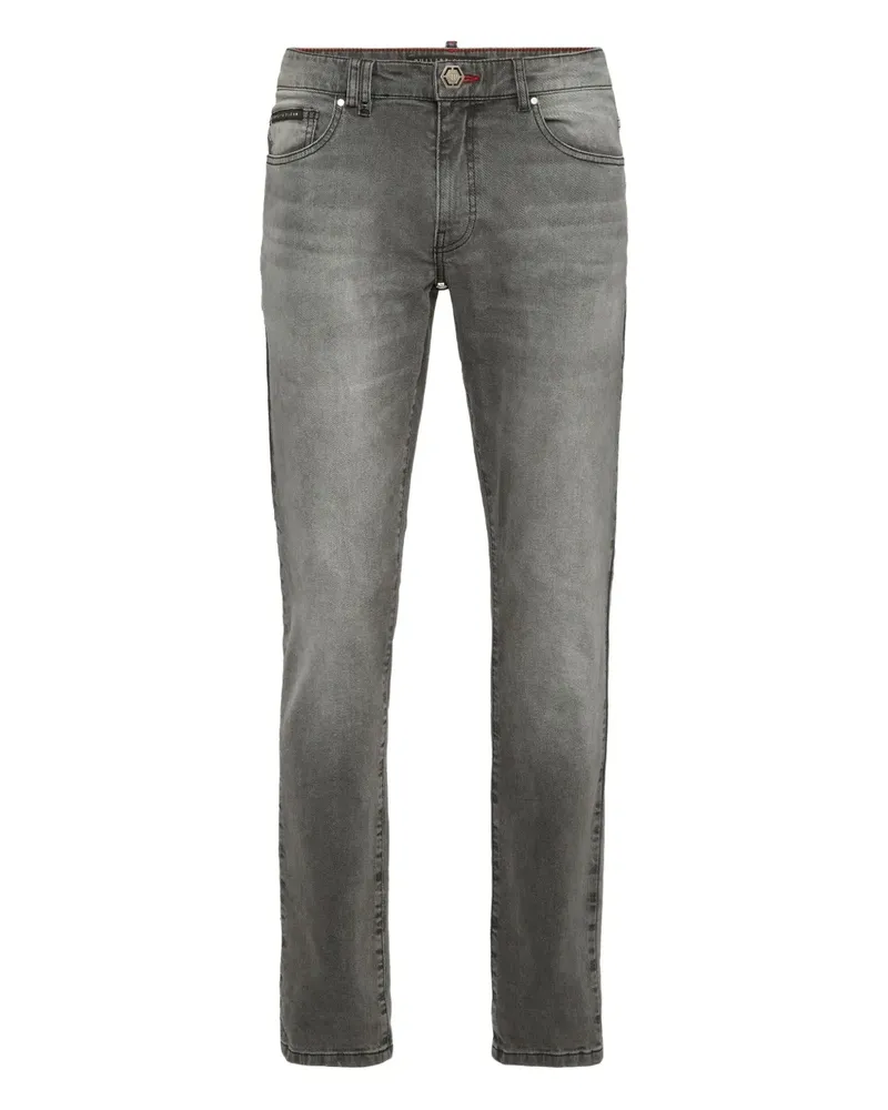 Philipp Plein logo-appliqué jeans - Grau Grau