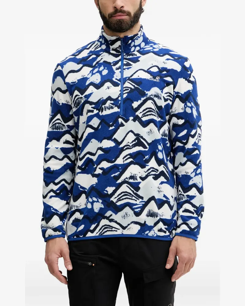 Jack Wolfskin Paw Era 100 Print HZ quarter-zip sweater - Blau Blau