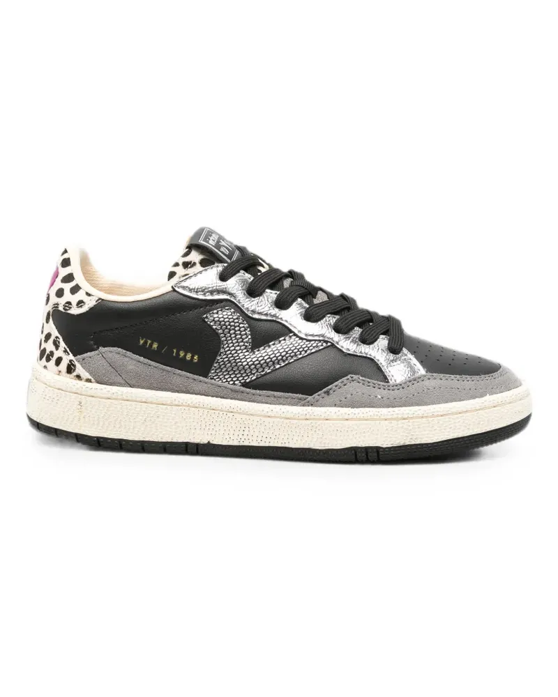 Victoria leopard-print panelled sneakers - Schwarz Schwarz