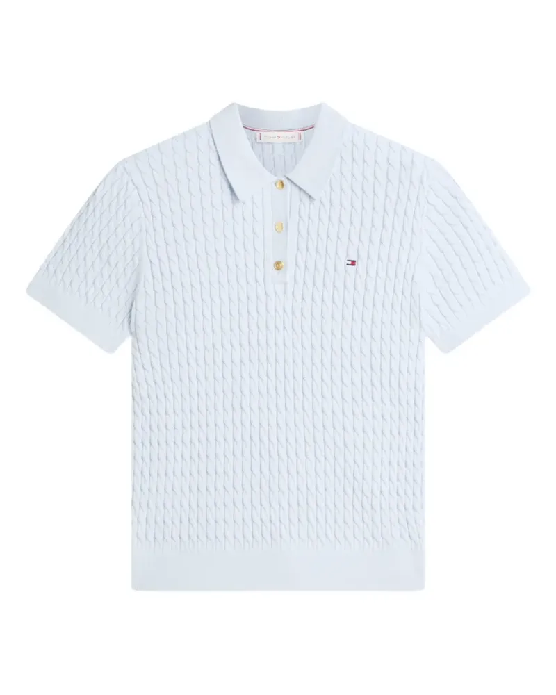 Tommy Hilfiger cable-knit polo top - Blau Blau