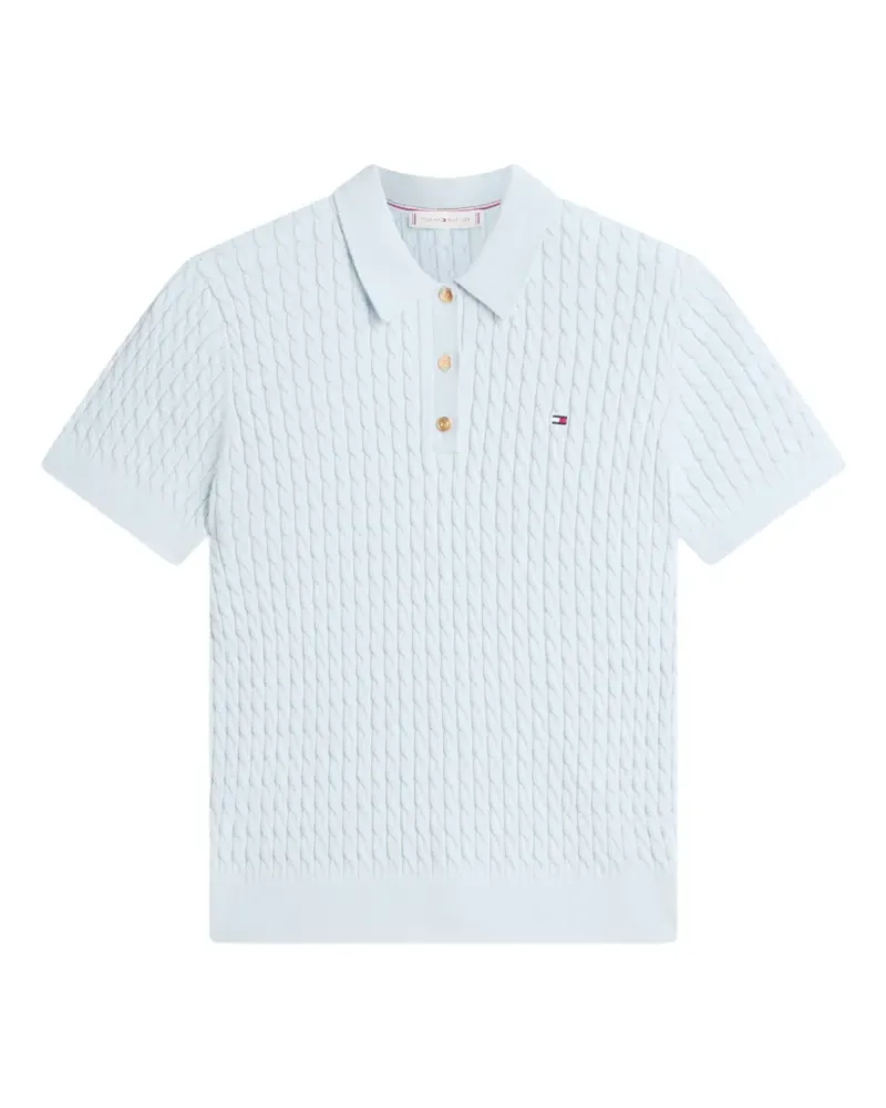 Tommy Hilfiger cable-knit polo top - Blau Blau