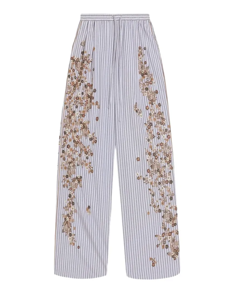 Dolce & Gabbana Gestreifte Popeline-Hose mit Blumenstickerei - Violett Violett