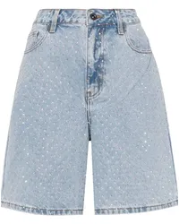 Self-Portrait Jeans-Shorts mit Kristallen Blau