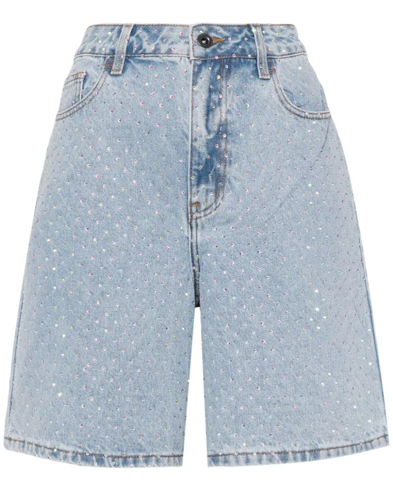Self-Portrait Jeans-Shorts mit Kristallen - Blau Blau
