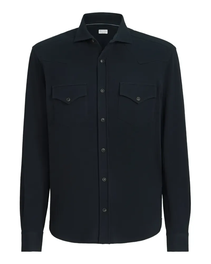 Brunello Cucinelli cotton-piqué western shirt - Blau Blau