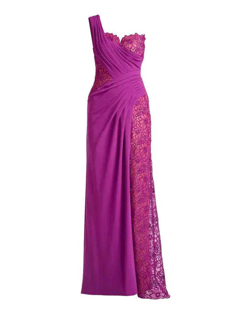 Tadashi Shoji One-Shoulder-Maxikleid mit Spitzeneinsatz - Violett Violett