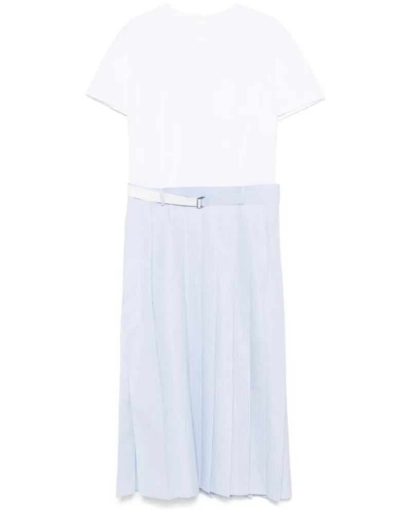 Sacai Midikleid mit Falten - Weiß Weiß