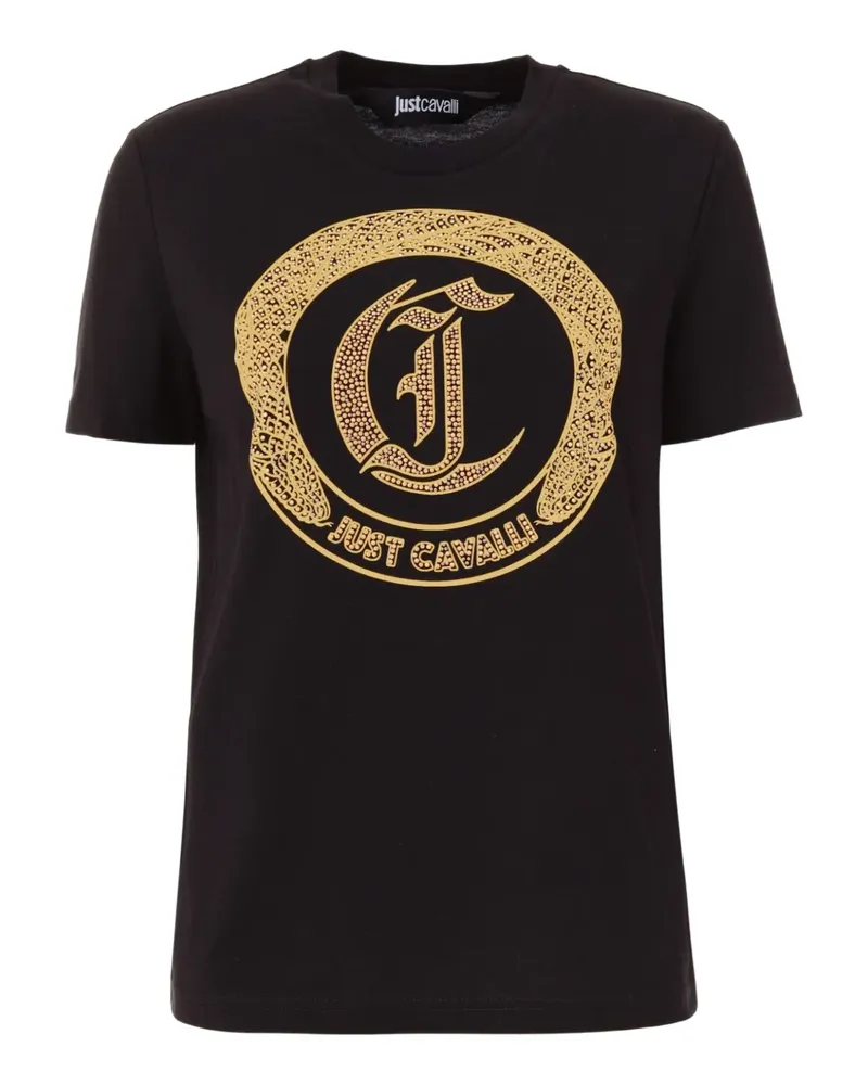 Just Cavalli T-Shirt mit Logo-Verzierung - Schwarz Schwarz