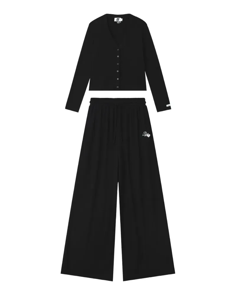 Izzue Set aus Cardigan und Hose mit Logo - Schwarz Schwarz
