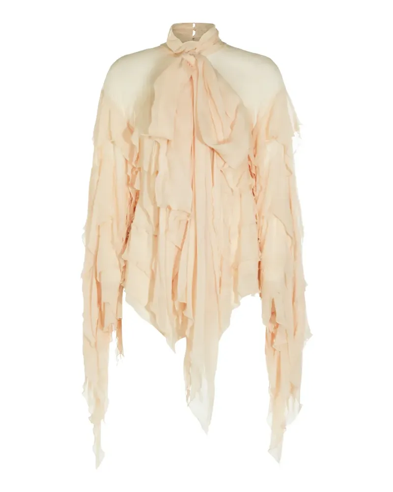 Blumarine ruffled asymmetric blouse - Nude Nude