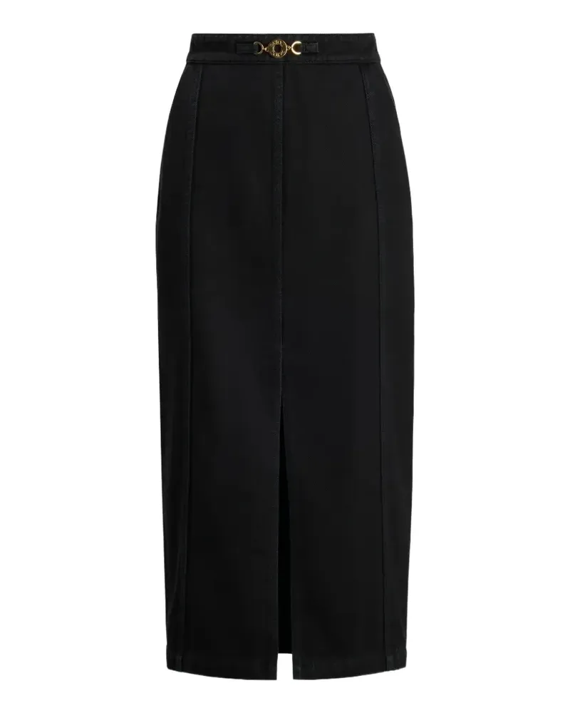 Patou front-slit jewel-waist midi skirt - Schwarz Schwarz