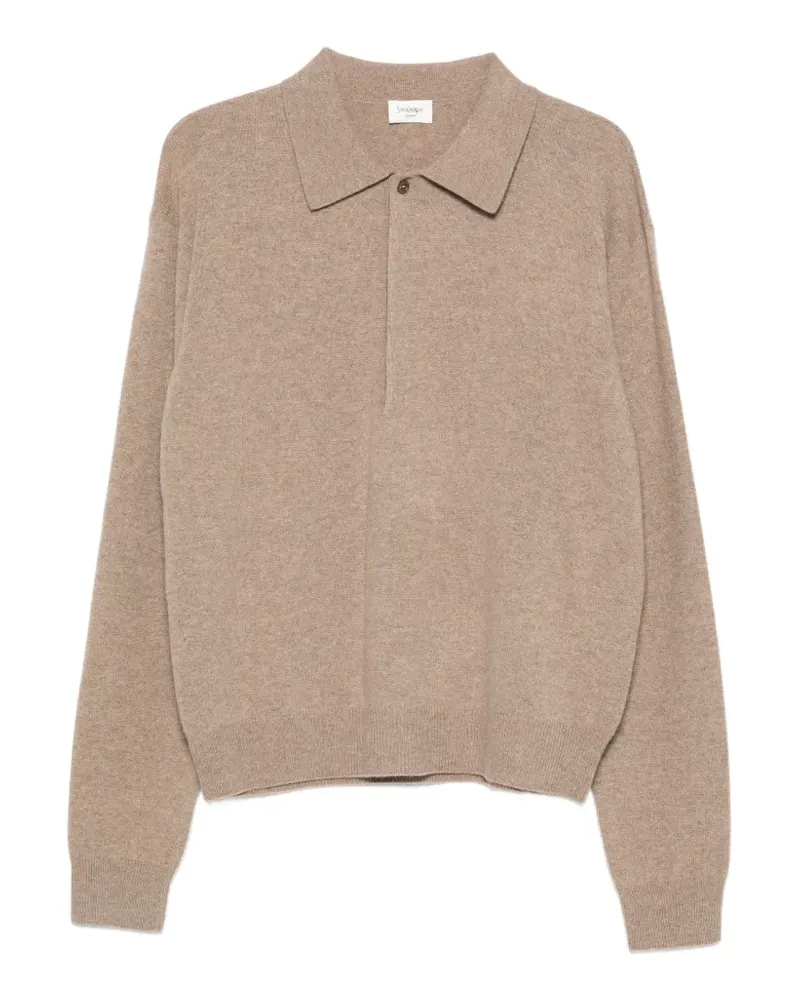 Saint Laurent Poloshirt mit Knopfverschluss - Nude Nude