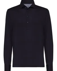 Brunello Cucinelli Langärmeliges Poloshirt Blau