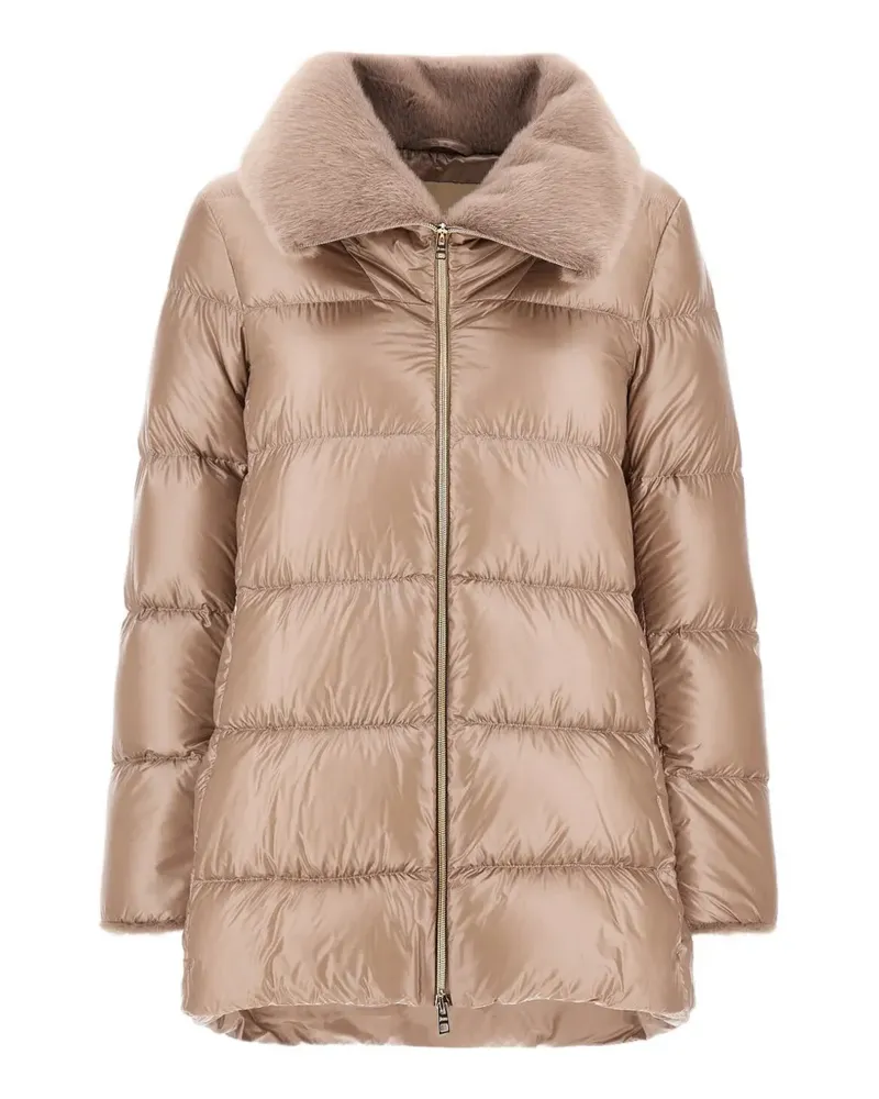 Herno A-förmiger Mantel mit Faux-Fur-Kragen - Nude Nude
