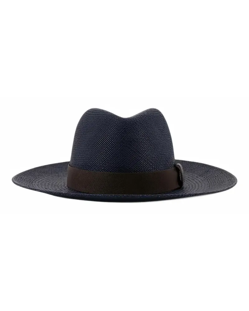 Brunello Cucinelli grosgrain-trim fedora hat - Blau Blau