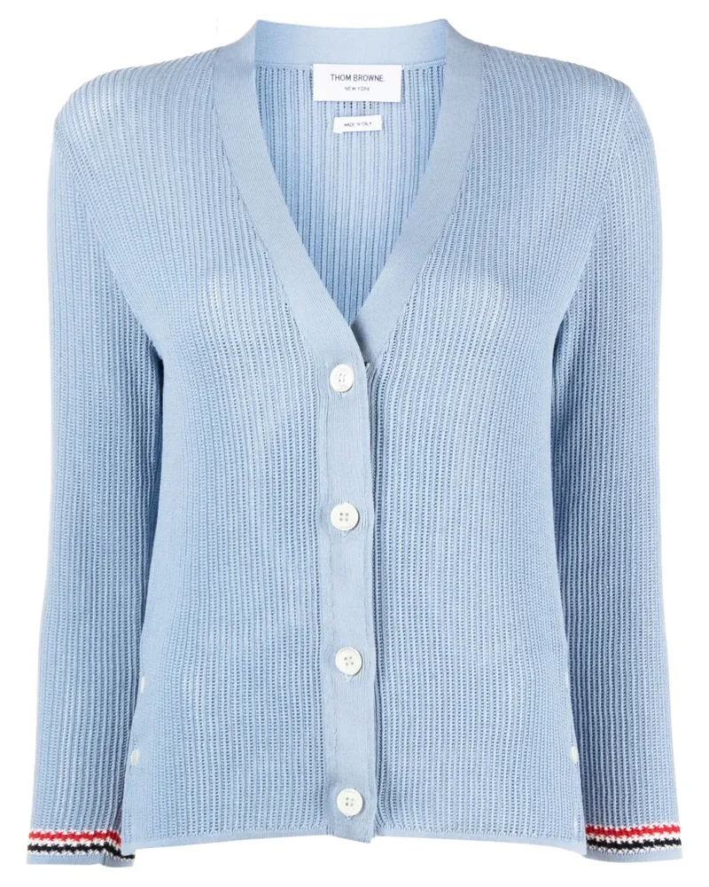 Thom Browne Cardigan in Pointelle-Strick - Blau Blau
