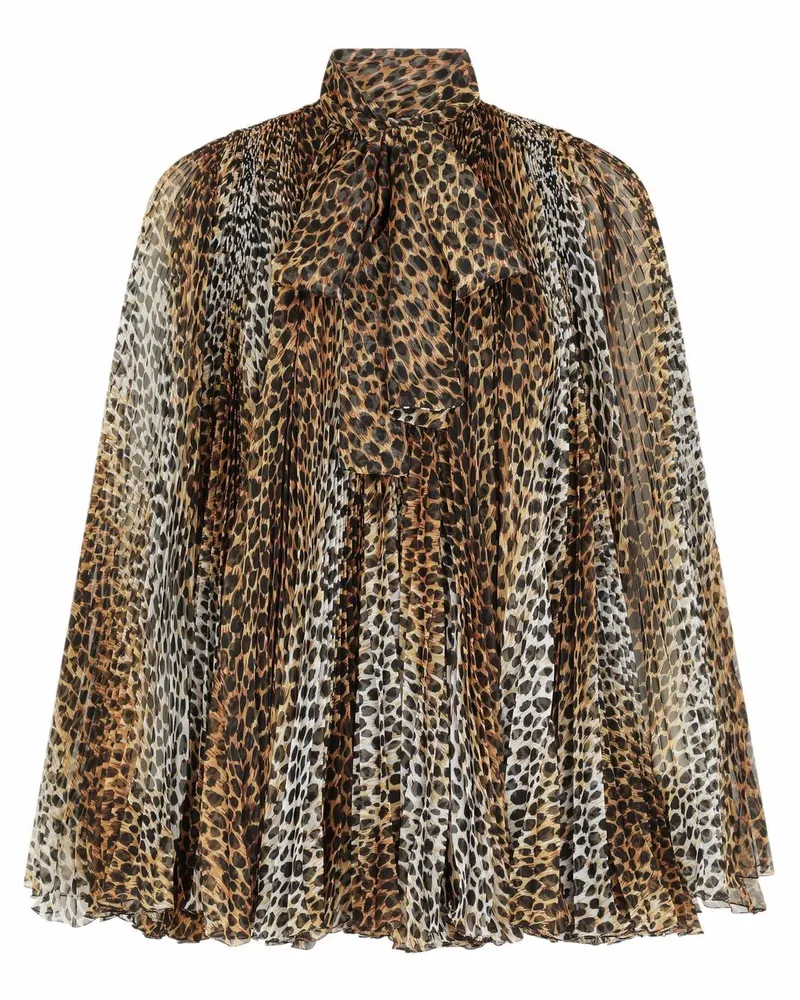 Dolce & Gabbana Faltenkleid mit Leoparden-Print - Braun Braun