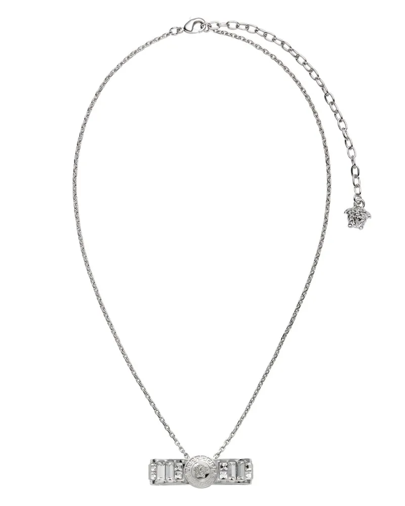 Versace Gianni Ribbon Halskette mit Kristallanhänger - Silber Silber