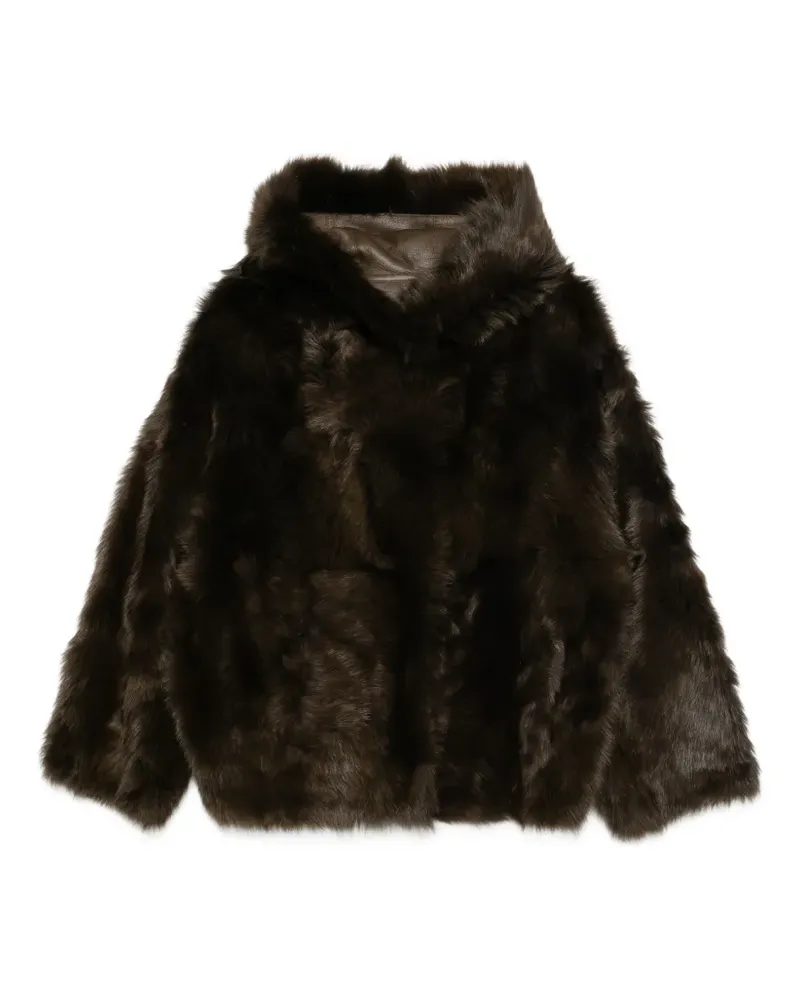 Yves Salomon hooded jacket - Braun Braun