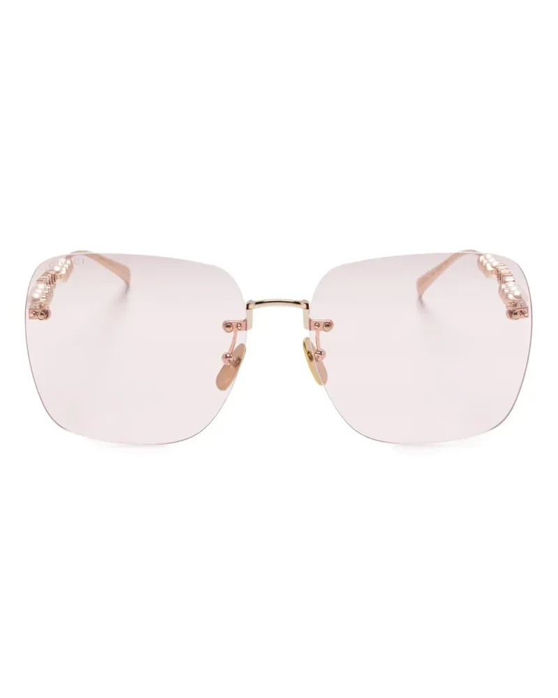 Gucci Sonnenbrille mit eckigem Gestell - Gold Gold