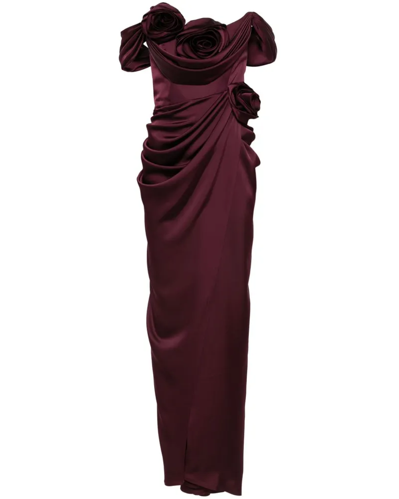 Ana Radu Abendkleid mit Blumenapplikation - Rot Rot