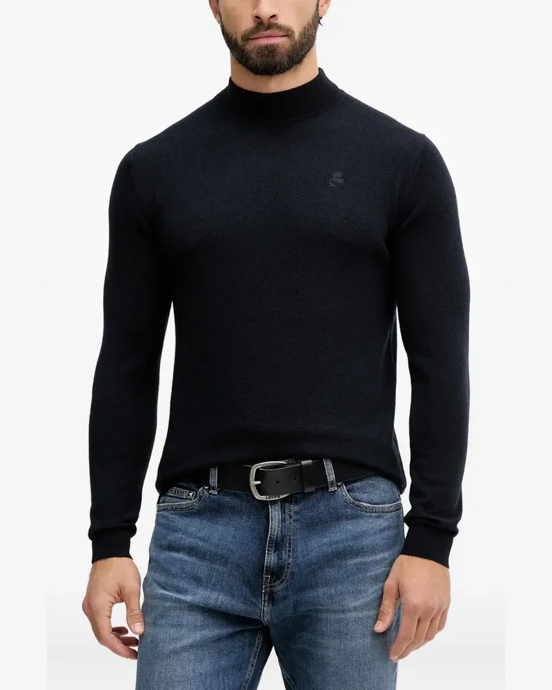 Karl Lagerfeld Stehkragen-Pullover mit Logo-Stickerei - Blau Blau