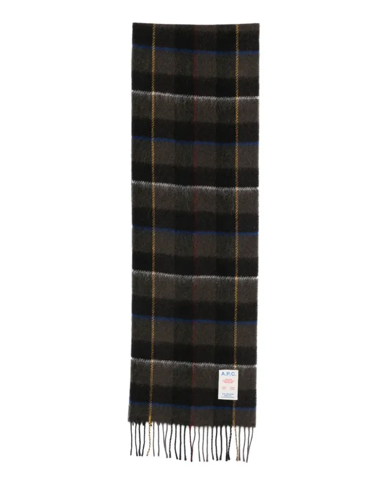 A.P.C. Karierter Schal mit Fransen - Schwarz Schwarz