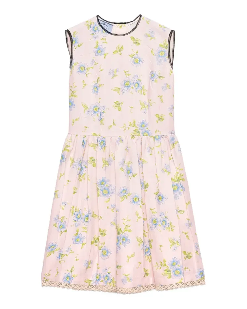 Prada Leinenkleid mit Faltenmuster - Rosa Rosa
