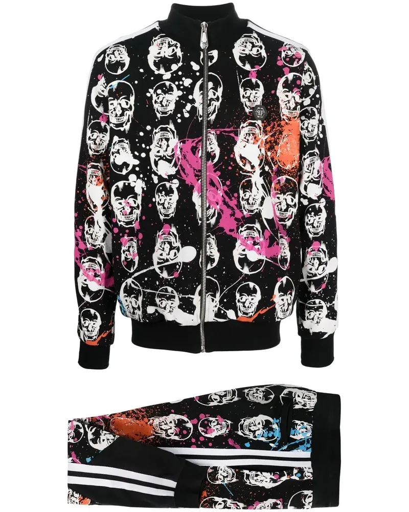 Philipp Plein Jogginganzug mit Totenkopf-Print - Schwarz Schwarz
