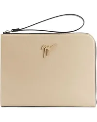 Giuseppe Zanotti Fabian Clutch mit Logo-Schild Nude