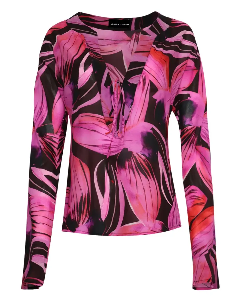 Louisa Ballou Bluse mit Blumen-Print - Rosa Rosa