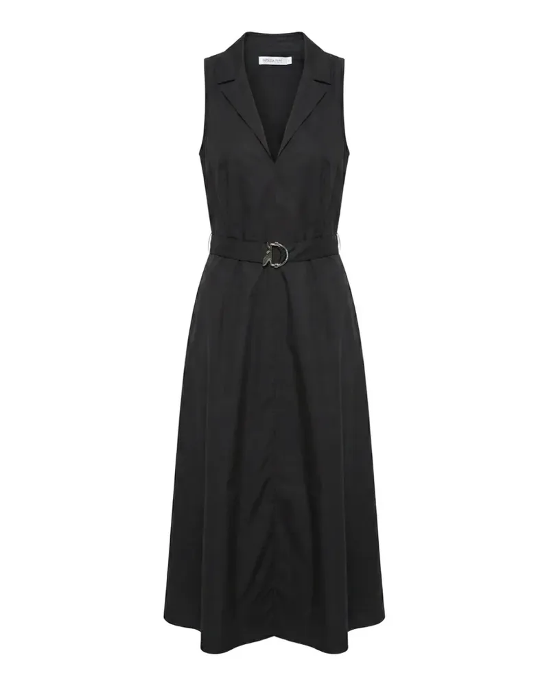 Patrizia Pepe belted sleeveless cotton midi dress - Schwarz Schwarz