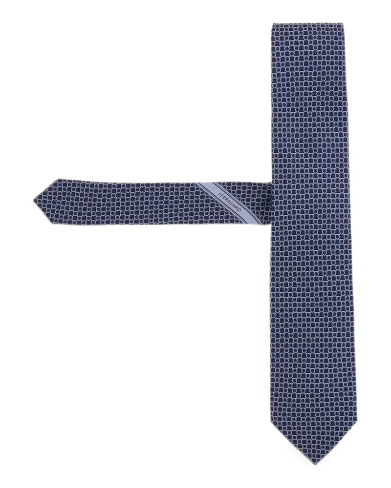 Ferragamo Seidenkrawatte mit Gancini-Muster - Blau Blau