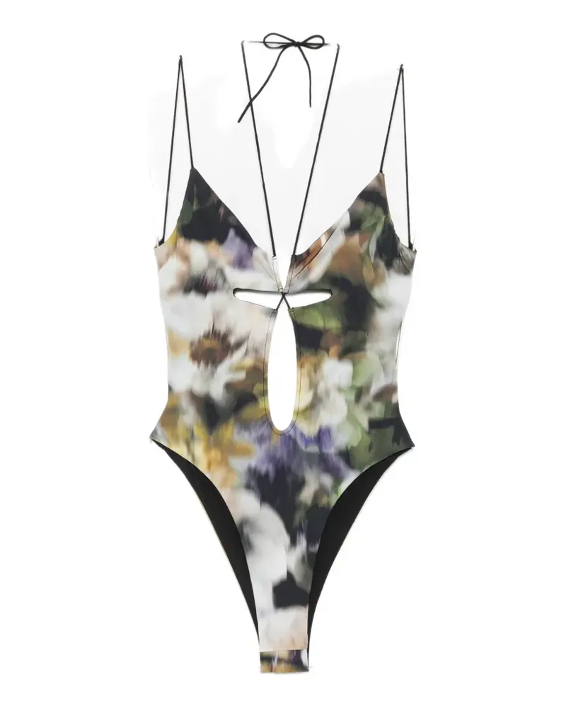 Amazuìn Layla floral-print swimsuit - Schwarz Schwarz