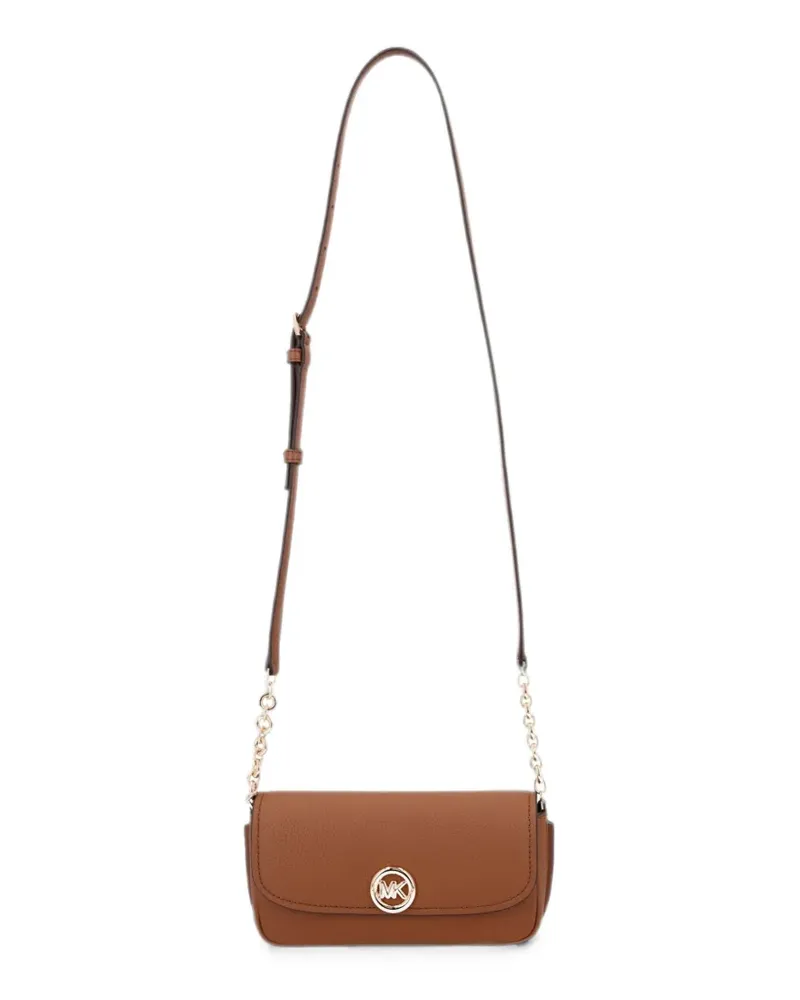 Michael Kors small Nolita logo-plaque pebbled-leather crossbody bag - Braun Braun