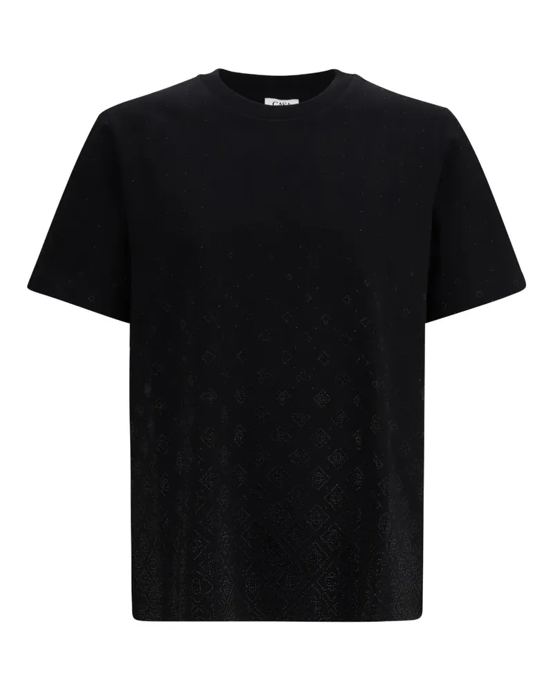 Casablanca Paris T-Shirt mit Kristall-Monogramm - Schwarz Schwarz