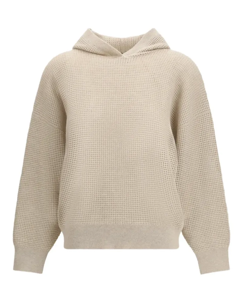 Brunello Cucinelli Hoodie in Waffelstrick - Nude Nude