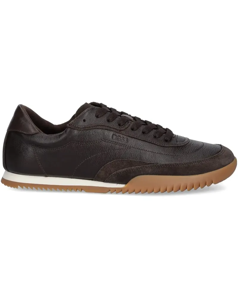HUGO BOSS lace-up fastening suede sneakers - Braun Braun
