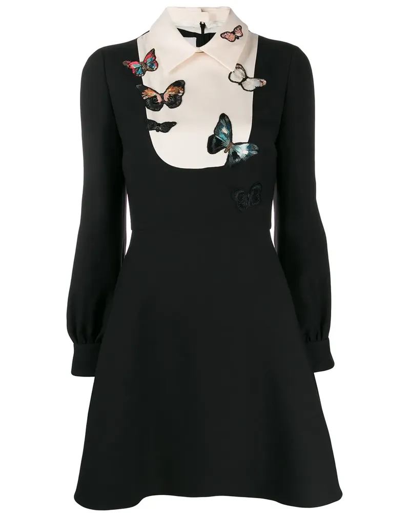 Valentino Garavani Kleid mit Schmetterlingen - Schwarz Schwarz