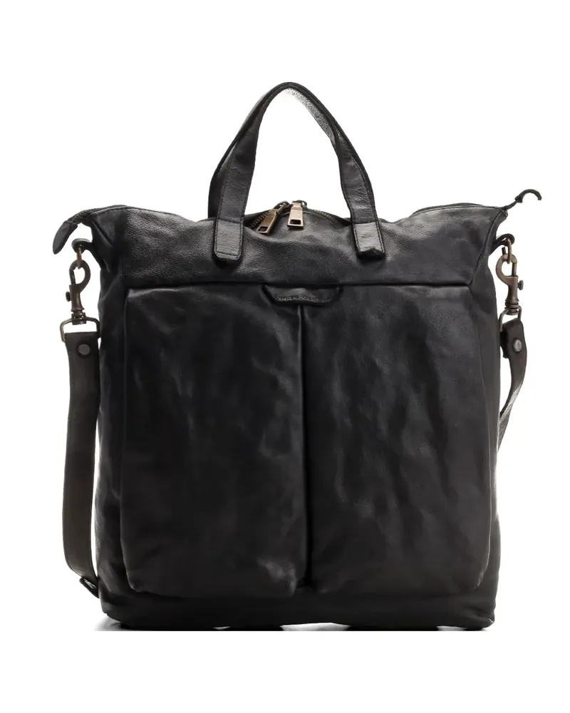 Al Duca D’Aosta 1902 Helmet 27 brushed leather messenger bag - Schwarz Schwarz