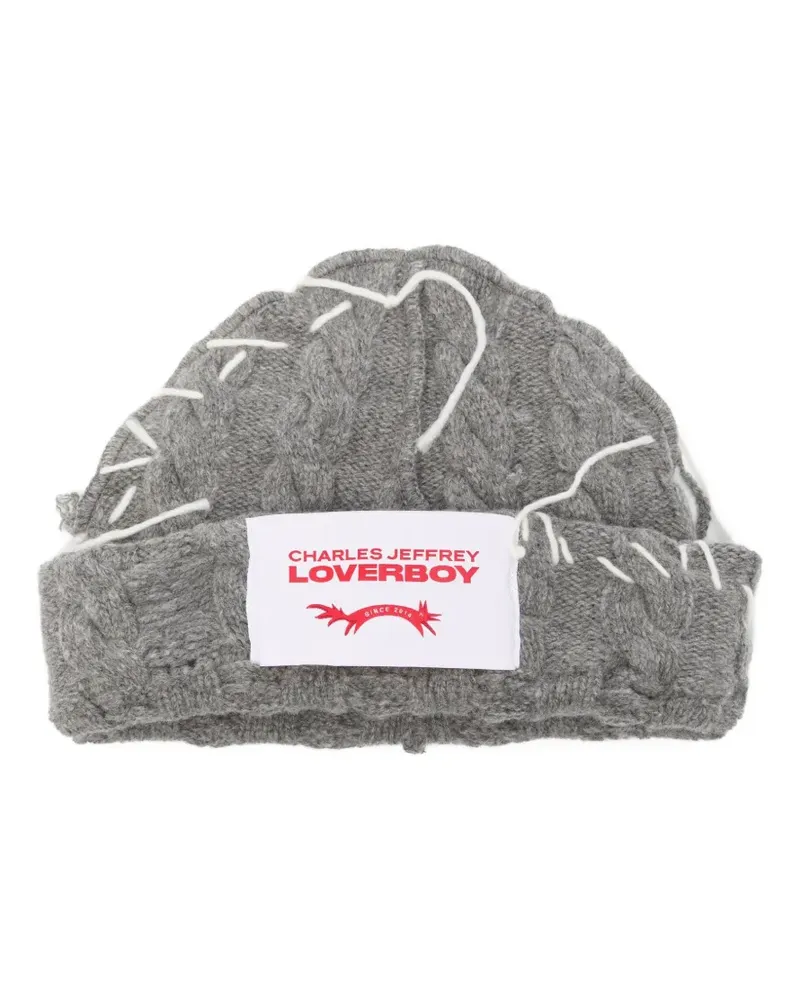 Charles Jeffrey Loverboy cable-knit beanie hat - Grau Grau