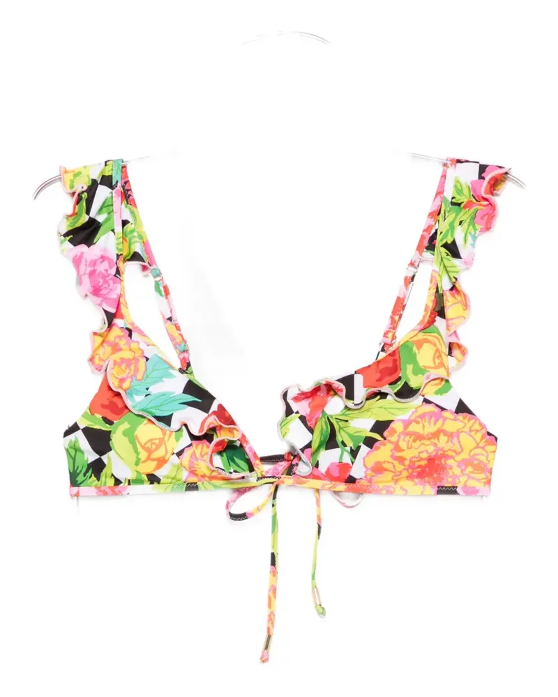Moschino floral-print ruffled bikini top - Weiß Weiß