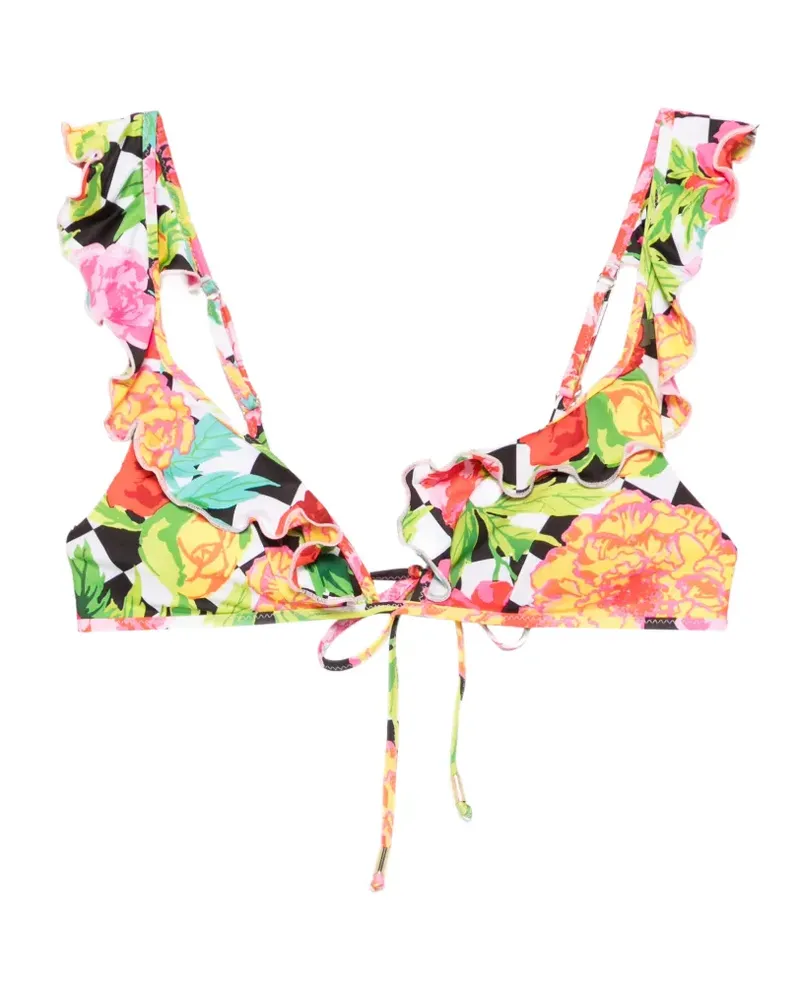 Moschino floral-print ruffled bikini top - Weiß Weiß
