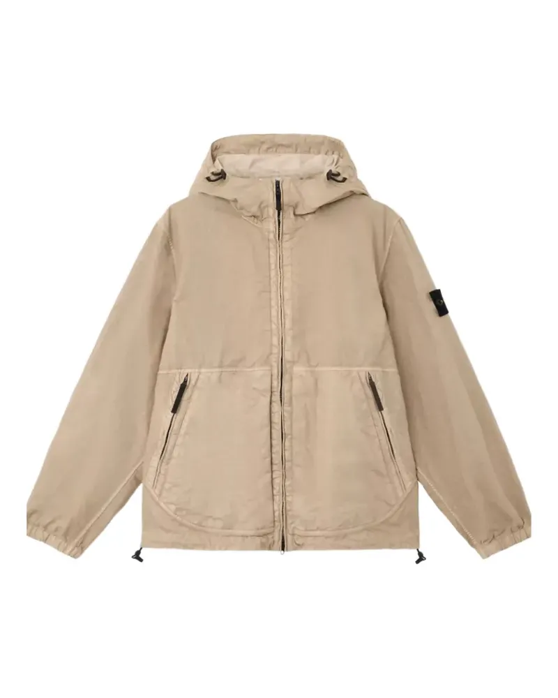 Stone Island logo-patch hooded jacket - Nude Nude