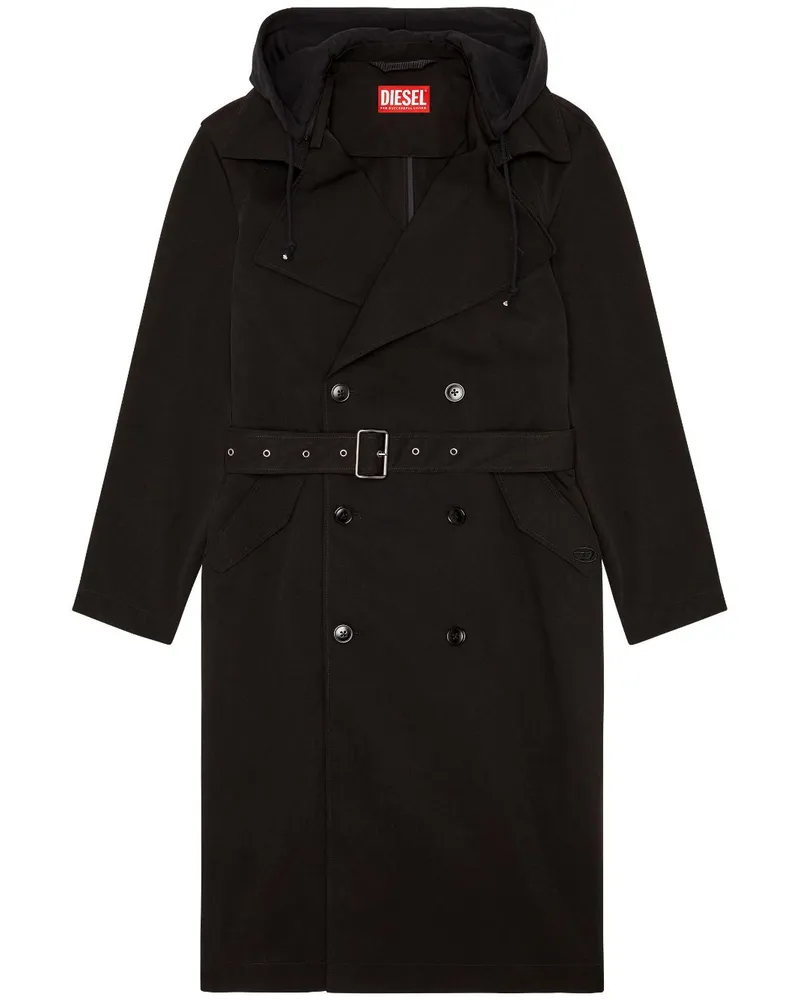 Diesel J-Matthew Trenchcoat mit Kapuze Schwarz