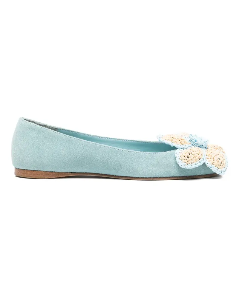 Paloma Barceló flower-appliqué ballet flats - Blau Blau